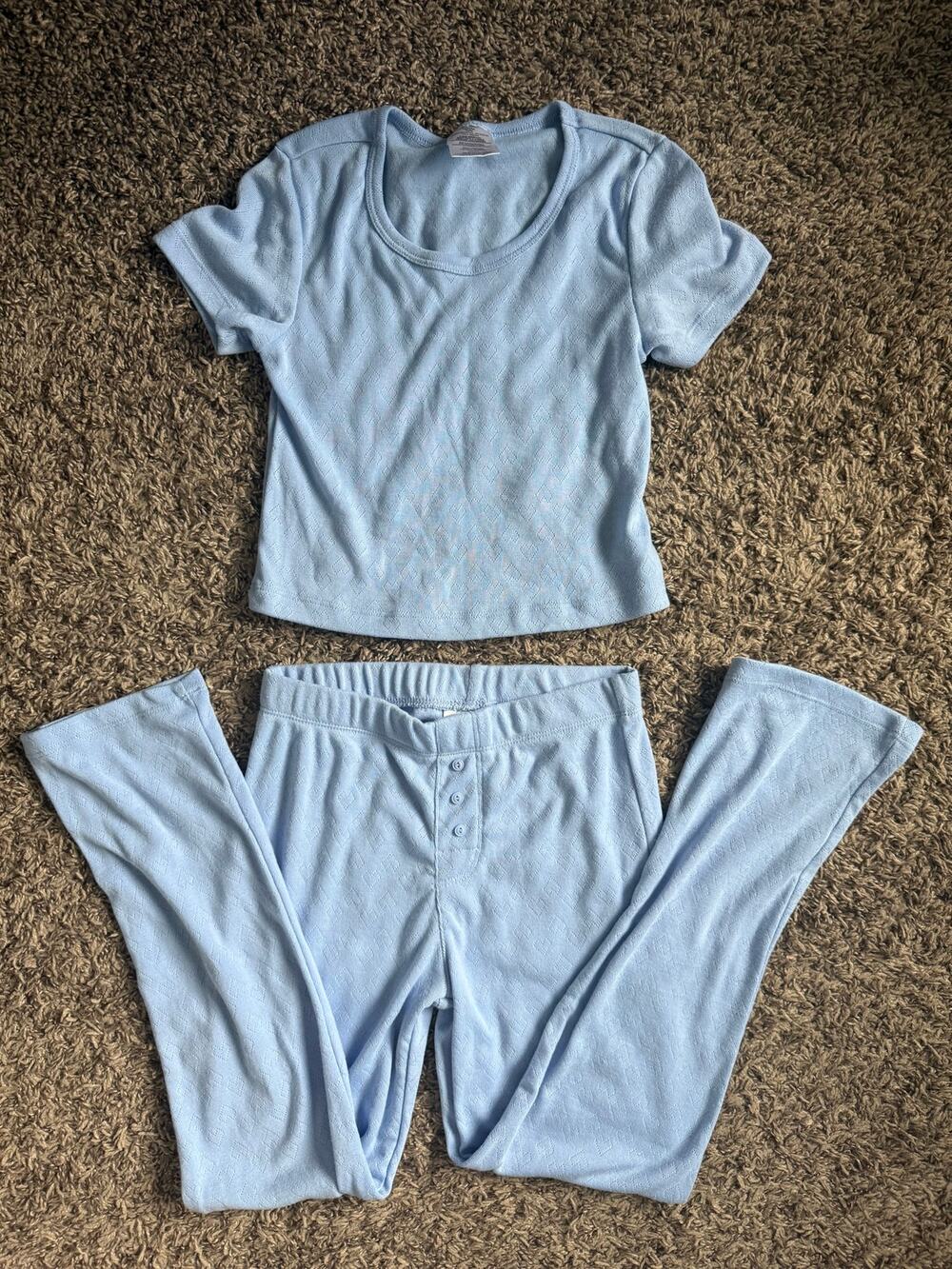 Splendid Pajama Set Kids Size 10/12 Girls Sleep Set Blue Comfy Short Sleeve
